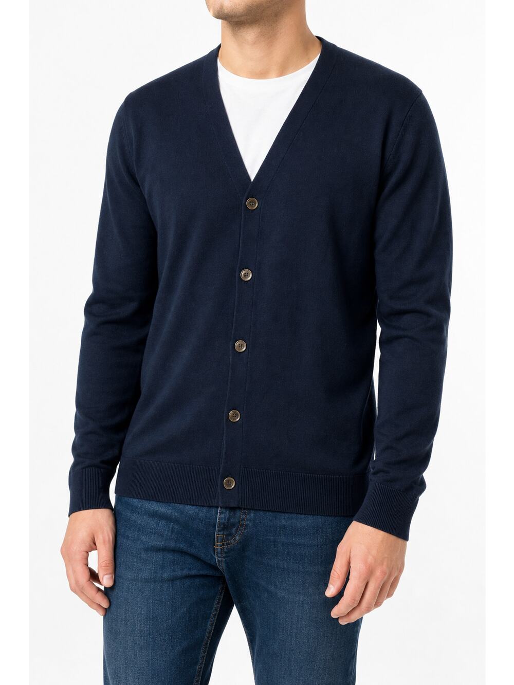 Tommy Hilfiger Mens Navy 100% Pima Cotton Cardigan Sweater Size M Preppy Grandpa